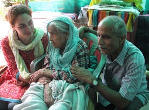 From left to right: Me, Naveen Joshi's 94 year old mother and Naveen Joshi himself